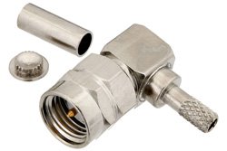PE44188 - RT SMA Male Right Angle Connector Crimp/Solder Attachment For RG174, RG316, RG188