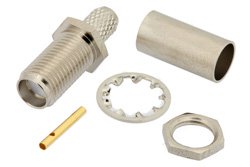PE4419 - SMA Female Bulkhead Mount Connector Crimp/Solder Attachment for RG55, RG142, RG223, RG141, .235 inch D Hole