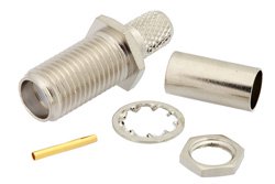 PE44194 - RT SMA Female Bulkhead Connector Crimp/Solder Attachment For RG55, RG141, RG142, RG223, RG400, .235 inch D Hole