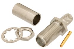 PE44195 - RT SMA Female Bulkhead Connector Crimp/Solder Attachment For RG58, .235 inch D Hole