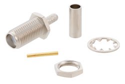 PE44196 - RT SMA Female Bulkhead Connector Crimp/Solder Attachment For RG174, RG316, RG188, .235 inch D Hole