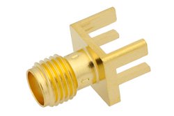 PE44202 - RT SMA Female Connector Solder Attachment .062 inch End Launch PCB, .020 inch x .010 inch Contact