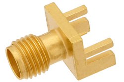 PE44208 - SMA Female Connector Solder Attachment .047 inch End Launch PCB, .020 inch x .010 inch Contact