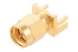 PE44210 - SMA Male Connector Solder Attachment 0.042 inch End Launch PCB, .020 inch x .010 inch Contact