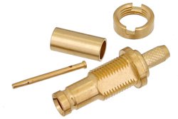 PE44254 - 1.0/2.3 Jack Bulkhead Connector Crimp/Solder Attachment For RG174, RG316, RG188, .217 inch DD Hole