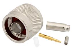 PE4429 - N Male Connector Crimp/Solder Attachment for RG174, RG316, RG188, LMR-100, PE-B100, PE-C100, .100 inch