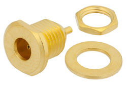 PE44306 - 75 Ohm MCX Jack Bulkhead Mount Connector Solder Attachment Solder Cup Terminal, .235 inch D Hole