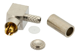 PE44311 - MC-Card Plug Right Angle Connector Crimp/Solder Attachment For RG178, RG196