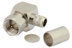 PE44320 - 75 Ohm F Male Right Angle Connector Crimp/Solder Attachment for RG6-CATV