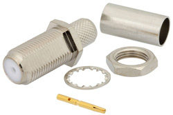 PE44324 - 75 Ohm F Female Bulkhead Mount Connector Crimp/Solder Attachment for RG6-CATV