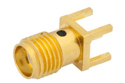 PE44342 - SMA Female Connector Solder Attachment Thru Hole PCB, .200 inch x .067 inch Hole Spacing