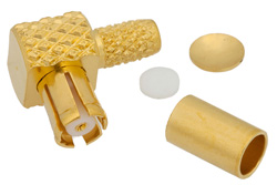 PE44371 - RP MCX Plug Right Angle Connector Crimp/Solder Attachment For RG174, RG316, RG188