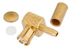 PE44372 - RP MCX Plug Right Angle Connector Crimp/Solder Attachment For RG178, RG196
