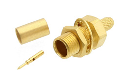 PE44373 - RP MCX Jack Bulkhead Connector Crimp/Solder Attachment For RG174, RG316, RG188, .177 inch D Hole