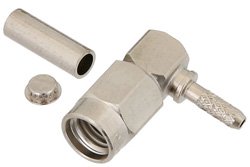 PE44380 - SSMA Male Right Angle Connector Crimp/Solder Attachment for RG178, RG196