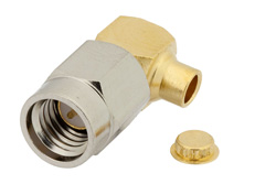 PE44384 - SSMA Male Right Angle Connector Solder Attachment for PE-SR405AL, PE-SR405FL, PE-SR405FLJ, RG405