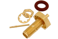 PE44428 - SSMA Female Bulkhead Connector Solder Attachment For PE-034SR, .177 inch D Hole