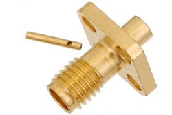 PE44439 - SSMA Female Connector Solder Attachment 4 Hole Flange For PE-SR405AL, PE-SR405FL, RG405, .232 inch Hole Spacing