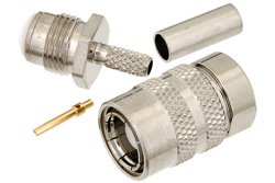 PE44443 - 75 Ohm SMB Positive Snap Plug Connector Crimp/Solder Attachment For RG179, RG187