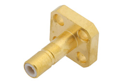 PE44455 - SSMB Jack Connector Solder Attachment 4 Hole Flange Mount Tab Terminal, .164 inch x .067 inch Hole Spacing