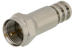 PE44582 - 75 Ohm F Male Connector Crimp/Solder Attachment for PE-B159, Belden 1855A, Mini 59