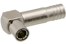 PE44589 - 75 Ohm Mini SMB Plug Right Angle Connector Crimp/Solder Attachment for PE-B159, 1855A, Mini 59
