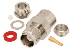PE4460 - TNC Female Connector Clamp/Solder Attachment for RG59B/U, RG62, RG71