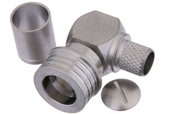 PE44603 - QN Male Right Angle Connector Crimp/Solder Attachment For RG214, RG225