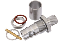 PE44608 - QN Female Bulkhead Connector Crimp/Solder Attachment For RG214, RG225, .500 inch Diameter