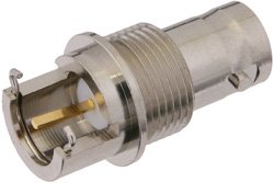 PE44620 - 75 Ohm BNC Female Bulkhead Mount Connector Solder Attachment End Launch PCB, .500 inch Diameter