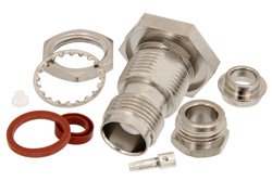 PE4464 - TNC Female Bulkhead Mount Connector Clamp/Solder Attachment for RG59B/U, RG62, RG71, .480 inch D Hole