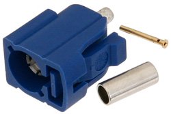 PE44646C - FAKRA Jack Connector Crimp/Solder Attachment for RG174, RG316, RG188, .100 inch, PE-B100, PE-C100, LMR-100, Blue Color