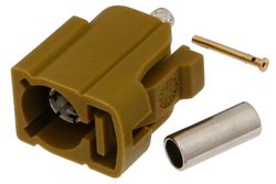PE44646K - FAKRA Jack Connector Crimp/Solder Attachment for RG174, RG316, RG188, .100 inch, PE-B100, PE-C100, LMR-100, Curry Color