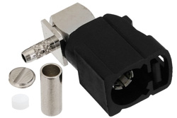 PE44648A - FAKRA Jack Right Angle Connector Crimp/Solder Attachment for RG174, RG316, RG188, .100 inch, PE-B100, PE-C100, LMR-100, Black Color