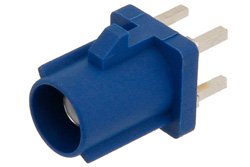 PE44649C - FAKRA Plug Connector Solder Attachment Thru Hole PCB, Blue Color