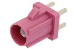 PE44649H - FAKRA Plug Connector Solder Attachment Thru Hole PCB, Violet Color