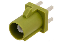PE44649K - FAKRA Plug Connector Solder Attachment Thru Hole PCB, Curry Color