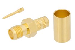 PE44665 - RP-SMA Female Connector Crimp/Solder Attachment for PE-C240, RG8X, .240 inch, LMR-240, LMR-240-DB, LMR-240-UF