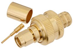PE44666 - RP SMA Male Connector Crimp/Solder Attachment for PE-C400, PE-B400, PE-B405, LMR-400, LMR-400-DB, LMR-400-UF, 0.400 inch