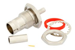 PE44687 - 75 Ohm BNC Female Bulkhead Connector Crimp/Solder Attachment For 735A, .480 inch D Hole