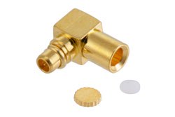 PE44699 - MMCX Plug Right Angle Connector Solder Attachment for PE-SR405AL, PE-SR405FL, PE-SR405FLJ, PE-SR405TN, RG405