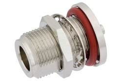 PE44706 - N Female Bulkhead Mount Connector Solder Attachment for PE-SR405AL, PE-SR405FL, PE-SR405FLJ, PE-SR405TN, RG405