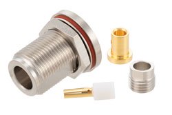 PE44707 - N Female Bulkhead Mount Connector Solder Attachment for PE-SR402AL, PE-SR402FL, PE-SR402FLJ, PE-SR402TN, RG402