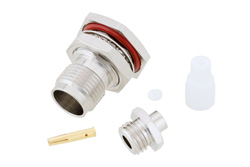 PE44715 - TNC Female Bulkhead Mount Connector Solder Attachment for PE-SR402AL, PE-SR402FL, PE-SR402FLJ, PE-SR402TN, RG402