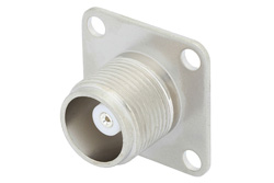 PE44718 - HN Female Field Replaceable Connector 4 Hole Flange Mount Slotted Contact Terminal, Watt Meter Connector