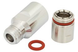 PE44737 - N Female Low PIM Connector Clamp/Non-Solder Contact Attachment for PE-1/2FAC, 1/2 inch Flexible, 1/2 inch Annular, IP67 Rated