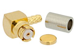 PE44774 - SMP Female Right Angle Connector Crimp/Crimp Attachment for RG178, RG196, Up To 8 GHz