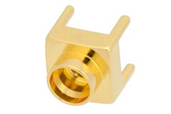 SMP Male Limited Detent Connector Solder Attachment Thru Hole PCB, Square Body, Up To 8 GHz