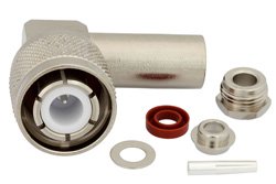 PE4480 - HN Male Right Angle Connector Clamp/Solder Attachment for RG142, RG223, RG400