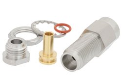 1.85mm Female Bulkhead Precision Connector Clamp/Solder Attachment For PE-SR405AL, PE-SR405FL, PE-SR405FLJ, RG405, .252 inch D Hole